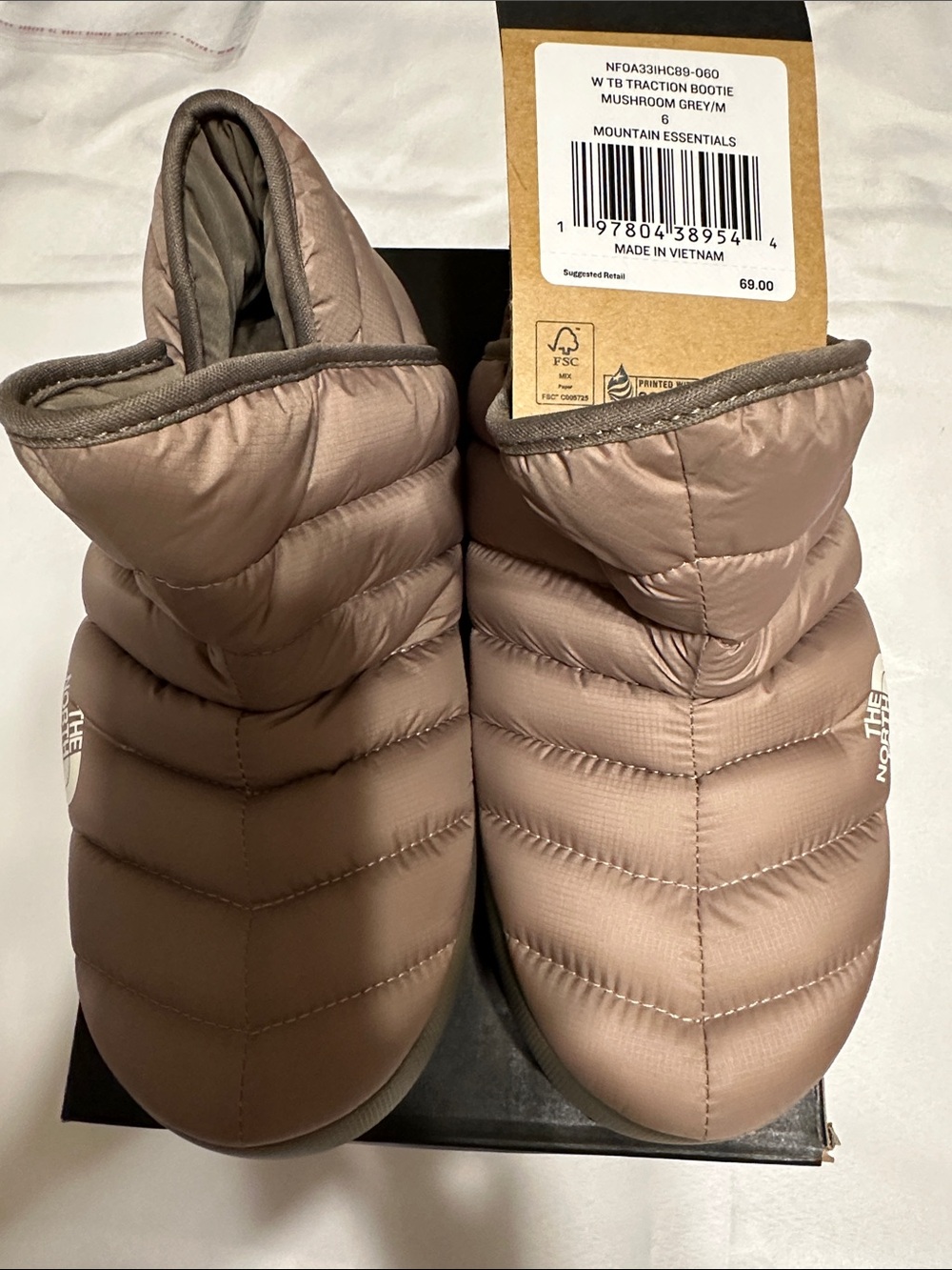 The North Face Women's Mushroom Grey Insulated Slipper Booties